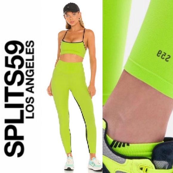 Splits59 Liya Airweight High Waist Legging, Neon Lime New - Picture 2 of 13